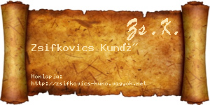 Zsifkovics Kunó névjegykártya